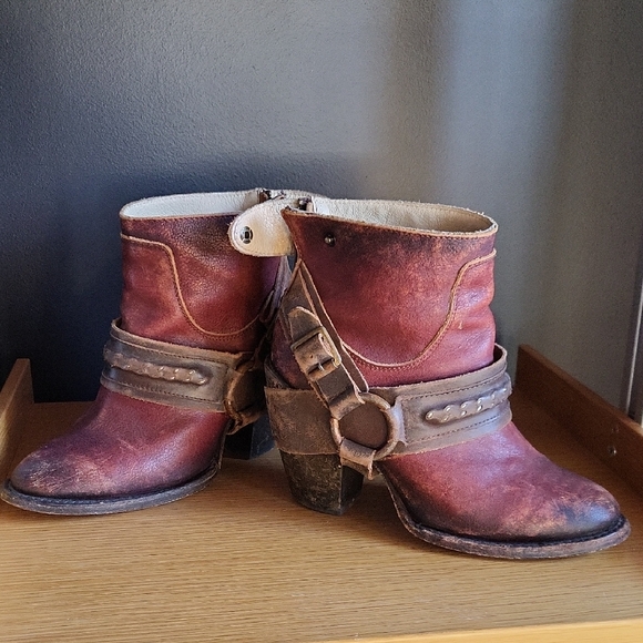 Freebird by Steven Shoes - Freebird by Steven Red and Brown EL PASO Ankle Boots